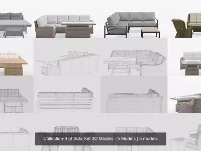 Collection-3 of Sofa Set 3D Models - 5 Models