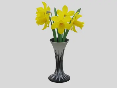 Vase and narcissus 3D model