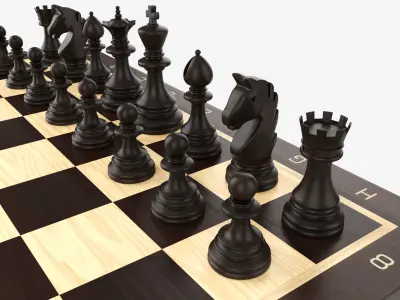 Chessboard game pieces 3D model