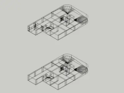 Basement Car parking axonometric interior of a building 3D model