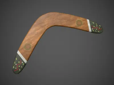 Boomerang wooden arrowhead Low-poly 3D model