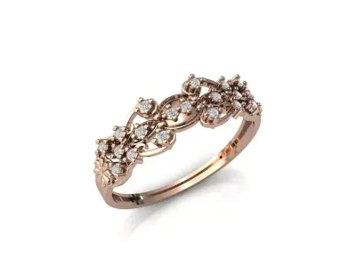 Women Ring Diamond Stone STL 3DM Lightweight Printable 3D print model 13