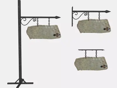 old stone empty sign 02 Low-poly 3D model