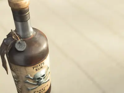 Pirate Rum Bottle Low-poly 3D model