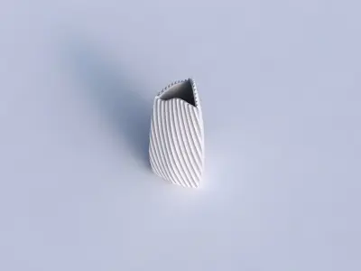 Vase triangle with extruded vertical lines 2 3D print model