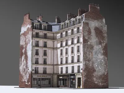 European Corner Cafe Building 3D model