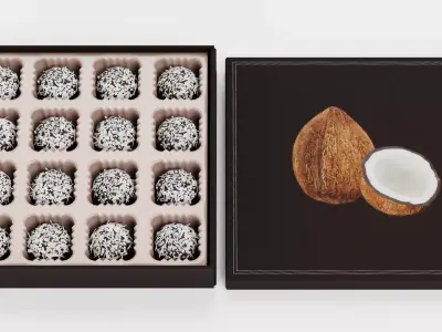 Chocolate Box V6 - Luxury Gift Box Filled with Coconut Pralines 3D model
