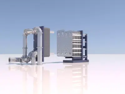 Refinery Plate Heat exchanger 04 3D model