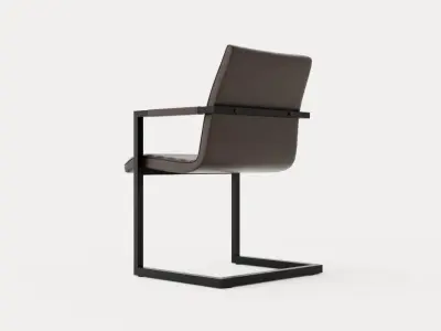 House Dining Chair Vintage Artificial Leather Dark Brown Low-poly 3D model