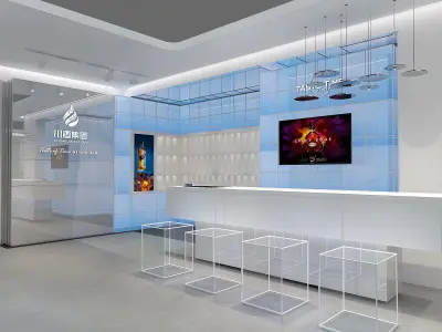 Boutique exhibition Low-poly 3D model