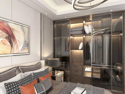 Modern Bedroom Scene 11 3D model