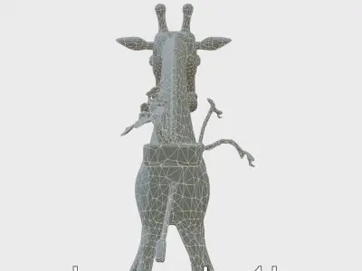 Giraffe Plant Stand with Spotted Metal and Pot Holder Low-poly 3D model