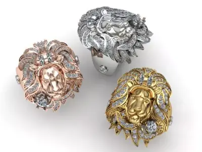 Diamond lion ring 3D print model