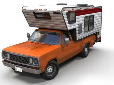 American camper truck Low-poly 3D model
