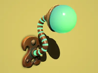 Fantasy bronze Wall Lamp Low-poly 3D model