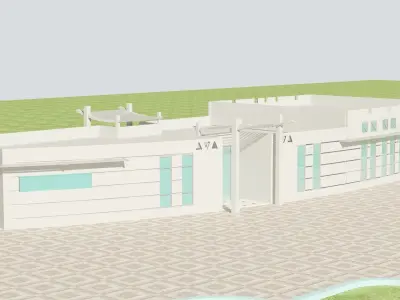 Sports Building Concept Design Low-poly 3D model