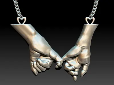 Gold Couple hands Pendant M21 3D print model
