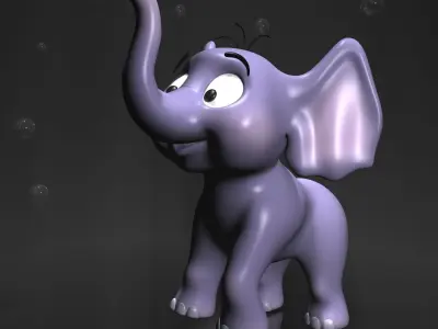 Cartoon baby elephant RIGGED Low-poly 3D model