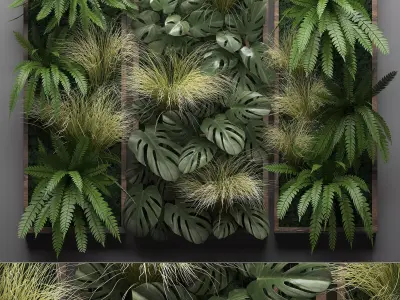 Vertical gardening Fern Wall 3D model