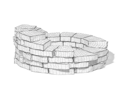  Round Stone Wall 3D Model 3D model
