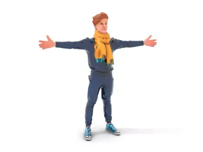 Casual Outfit Man with Scarf model pack Low-poly 3D model