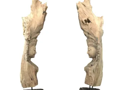 Buddha Tree Carving Low-poly 3D model