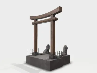 Torii Gate Low-poly 3D model