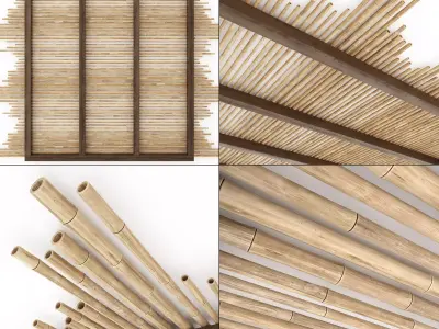 Ceiling bamboo long beam n1 3D model