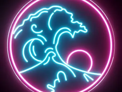 Sun Wave Neon Sign 3D model