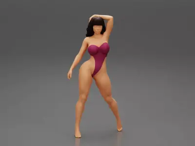 Beautiful Girl Wearing a sexy Monokini 3D print model