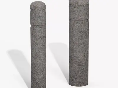 Granite Bollard Pillars Low-poly 3D model