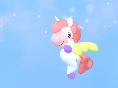 Stylized Unicorn  Pony 3d Model Rigged Low-poly 3D model