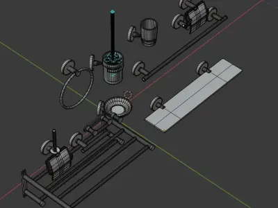 bathroomdecor two chrome towel bars Free 3D model