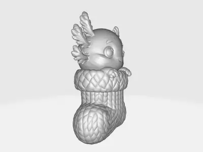 Cute Axolotl in Christmas Stocking Adorable Holiday Figurine 3D print model