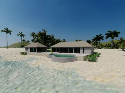 Beach Casa Scene-villa-modern house 3D model
