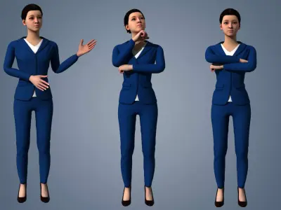 Businesswoman business woman in suit Low-poly 3D model Low-poly 3D model