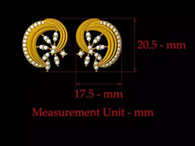Beautiful Gold Tops Earring - 0014 3D print model