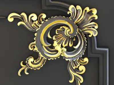 wall-set-ss1 ornate headboard gold 3D model