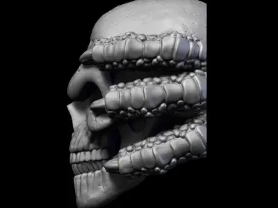 Skull Bas relief with claw vol1 wall home decor art 3D print model