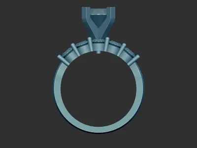 Triple Band Diamond or Gemstone Cocktail Ring 3d Model 3D print model