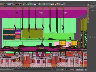 Corona - C4D Scene files - Modern Kitchen Interior 3D model