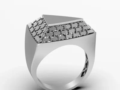 Brick Pattern Gold Ring Set 3D Printable Jewelry 3D print model