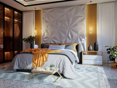 Modern interior scene Bedroom Luxury Design    Blender    Cycles 3D model
