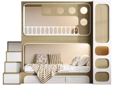 Bunk bed for kids 09 3D model