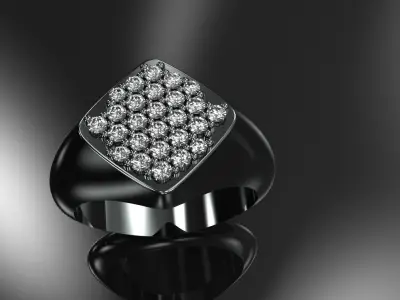 Diamond Ring 12mm Wide Gold Silver Platinum Luxury Jewelry 3D print model