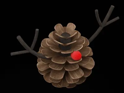 Christmas Pine Cone  Low-poly 3D model