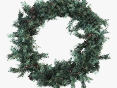 Christmas wreath with decor 3D model