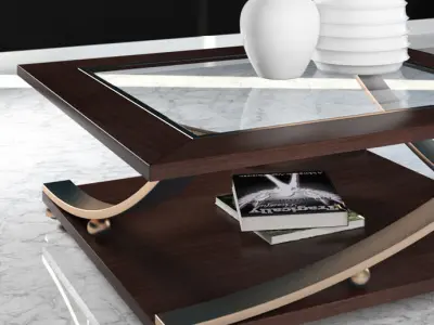 Table coffee with glass top 3D model