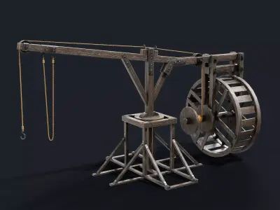 Medieval crane Low-poly 3D model Low-poly 3D model