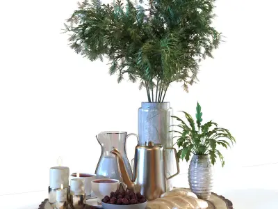 Decoration of breakfast set 029 Low-poly 3D model